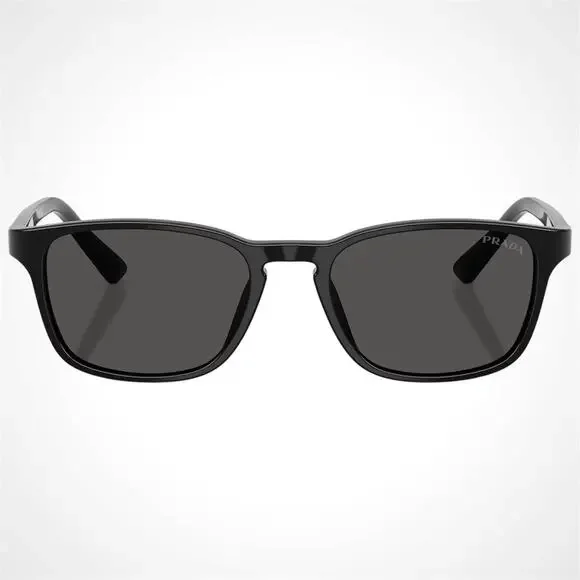New PRADA Sunglasses Black Aviator Square Mens Letter Logo Grey Lens 52-18-140mm
